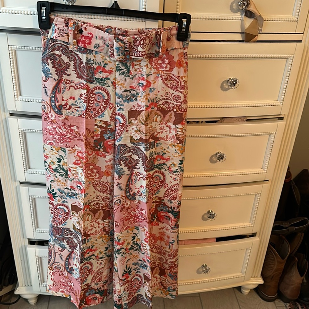 Floral Belted Wide Leg Pant size 2